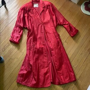 London Towne Shiny Luxurious Long Trench Coat Size 17/18 in Crimson Red
